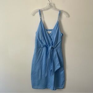 Reiss Esme 100% Linen Dress Tie Front Blue 8 Coastal Beach Resortwear